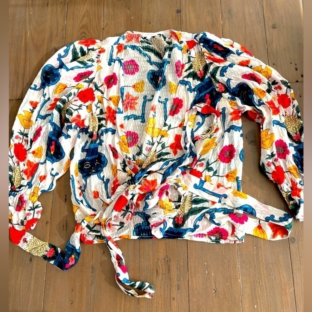 Rhode floral blouse with tie NWOT